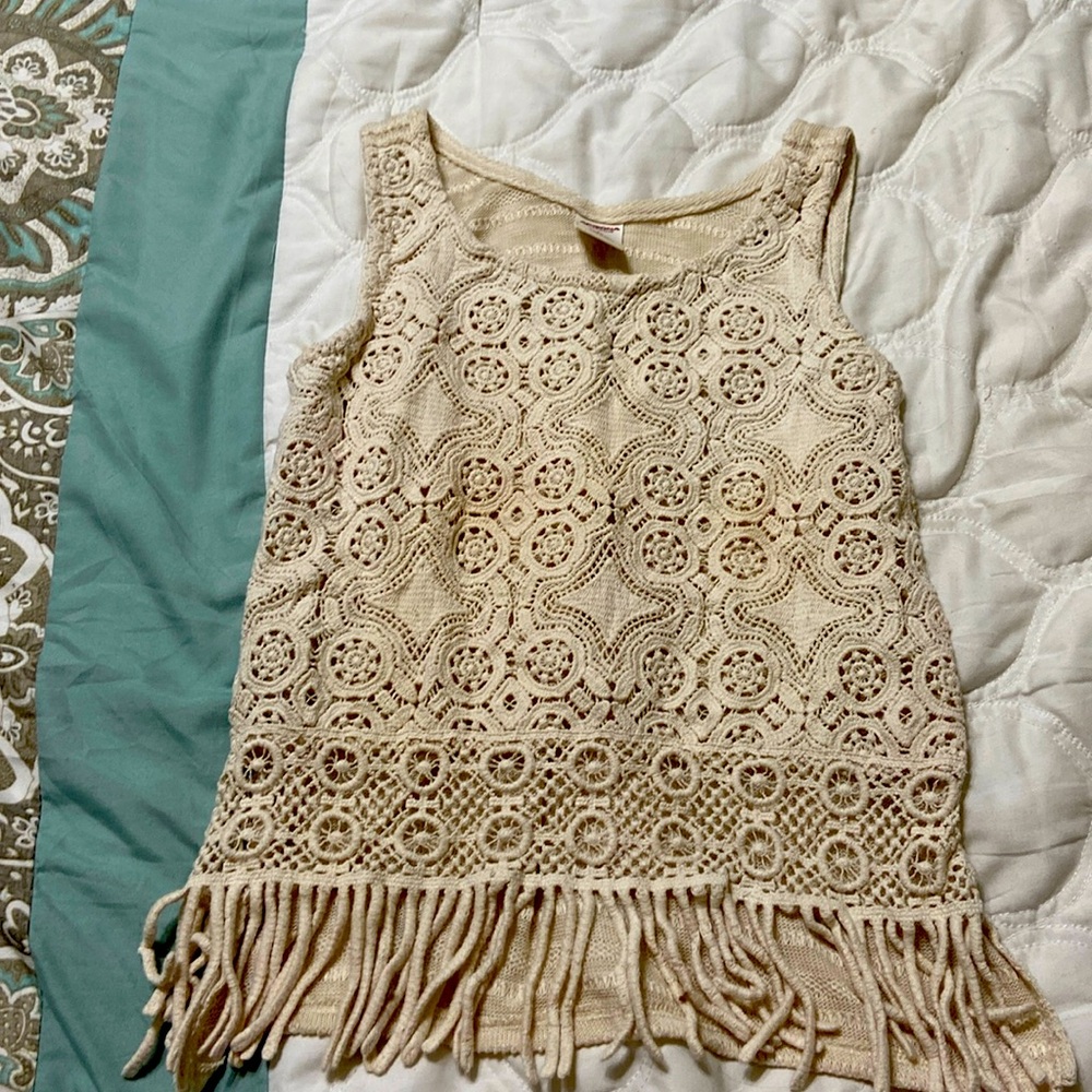 Cream Bohemian tank top